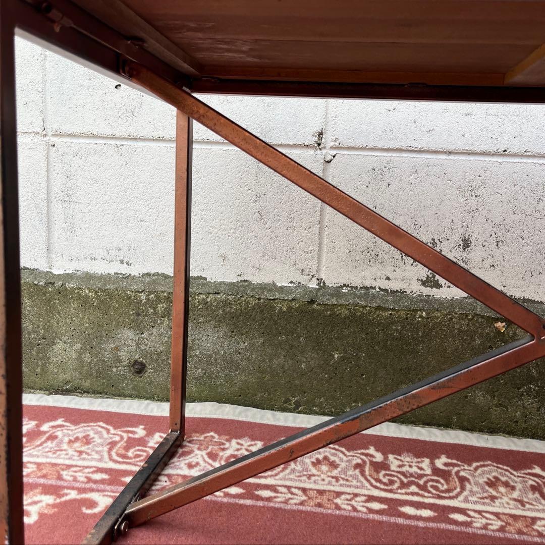 古家具◾️古材天板×金属製フレーム ローテーブル コーヒーテーブル サイドテーブル