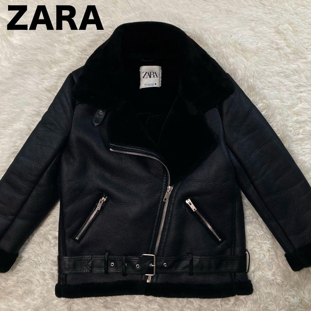 ZARA フェイクムートン ダブルライダース ボアジャケット ボア B-3