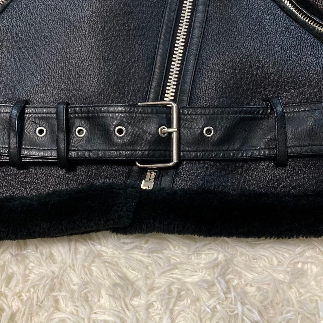 ZARA フェイクムートン ダブルライダース ボアジャケット ボア B-3