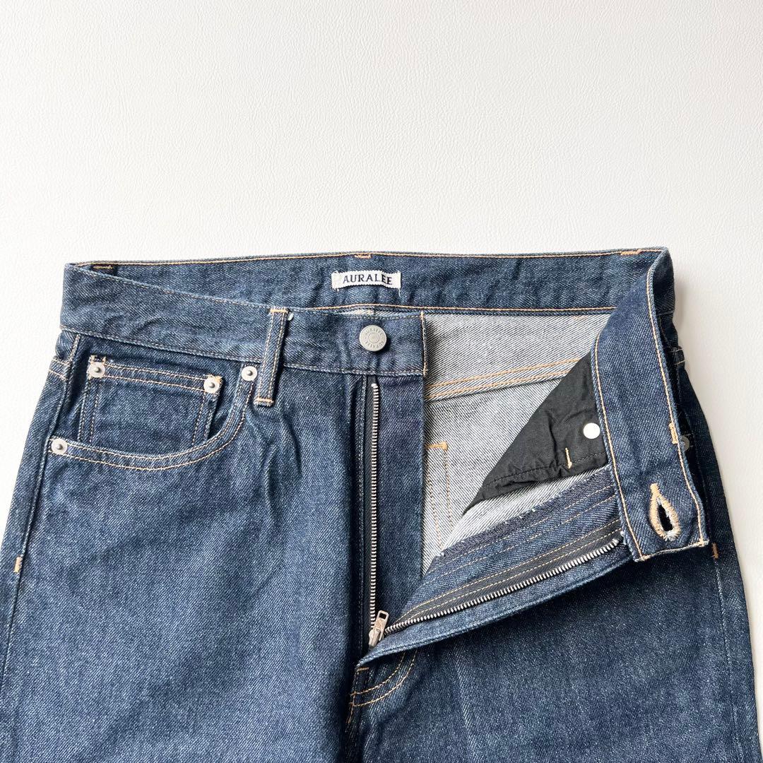 4837【美品】オーラリー　ストレートデニム ハードツイストデニム　インディゴ