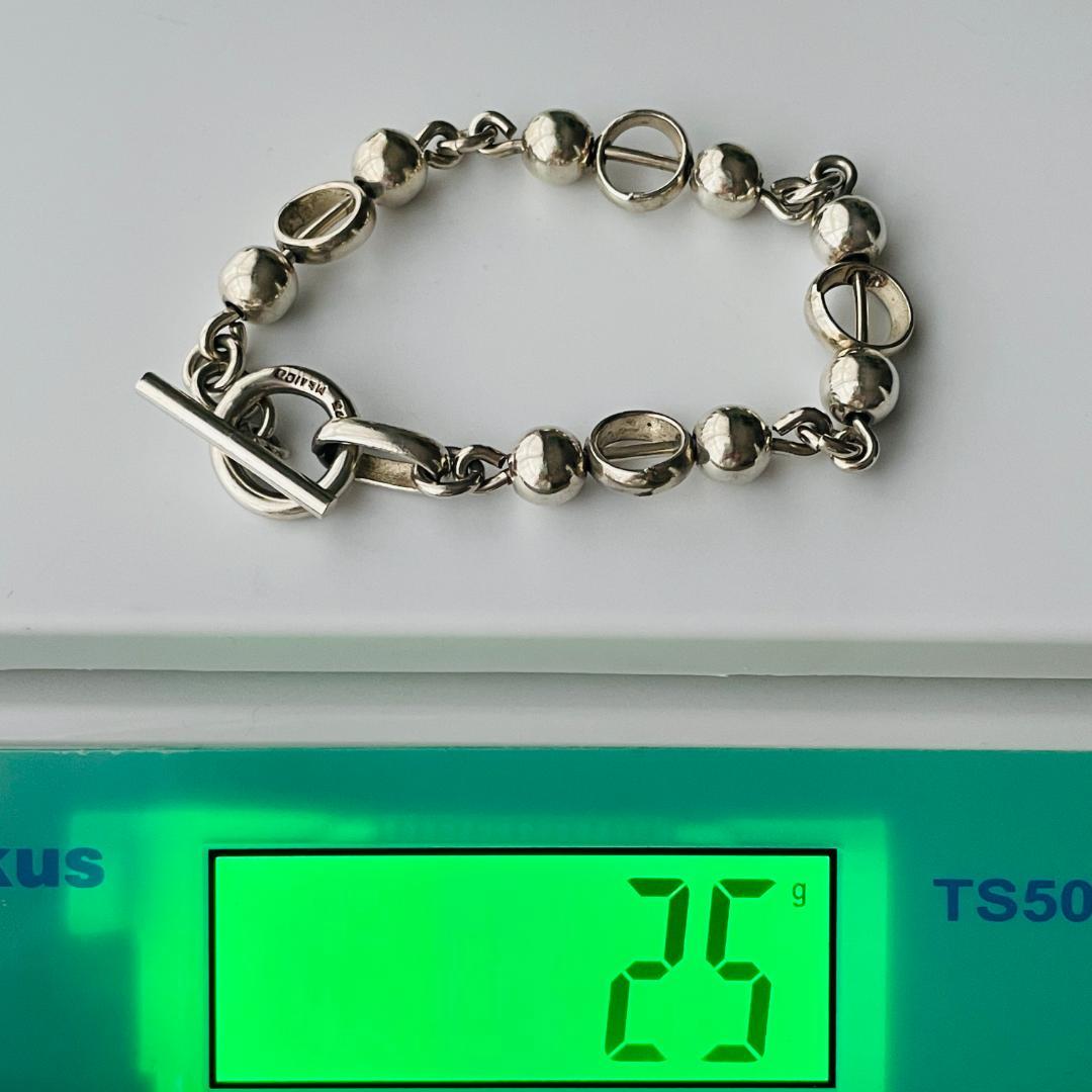 ビンテージシルバー925ブレスレット メキシコ製 ボールチェーン TAXCO