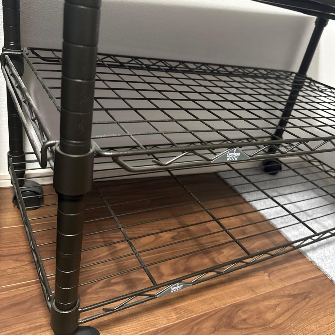 ルミナスノワール　TV台　3段　スチールラック キャスター付き