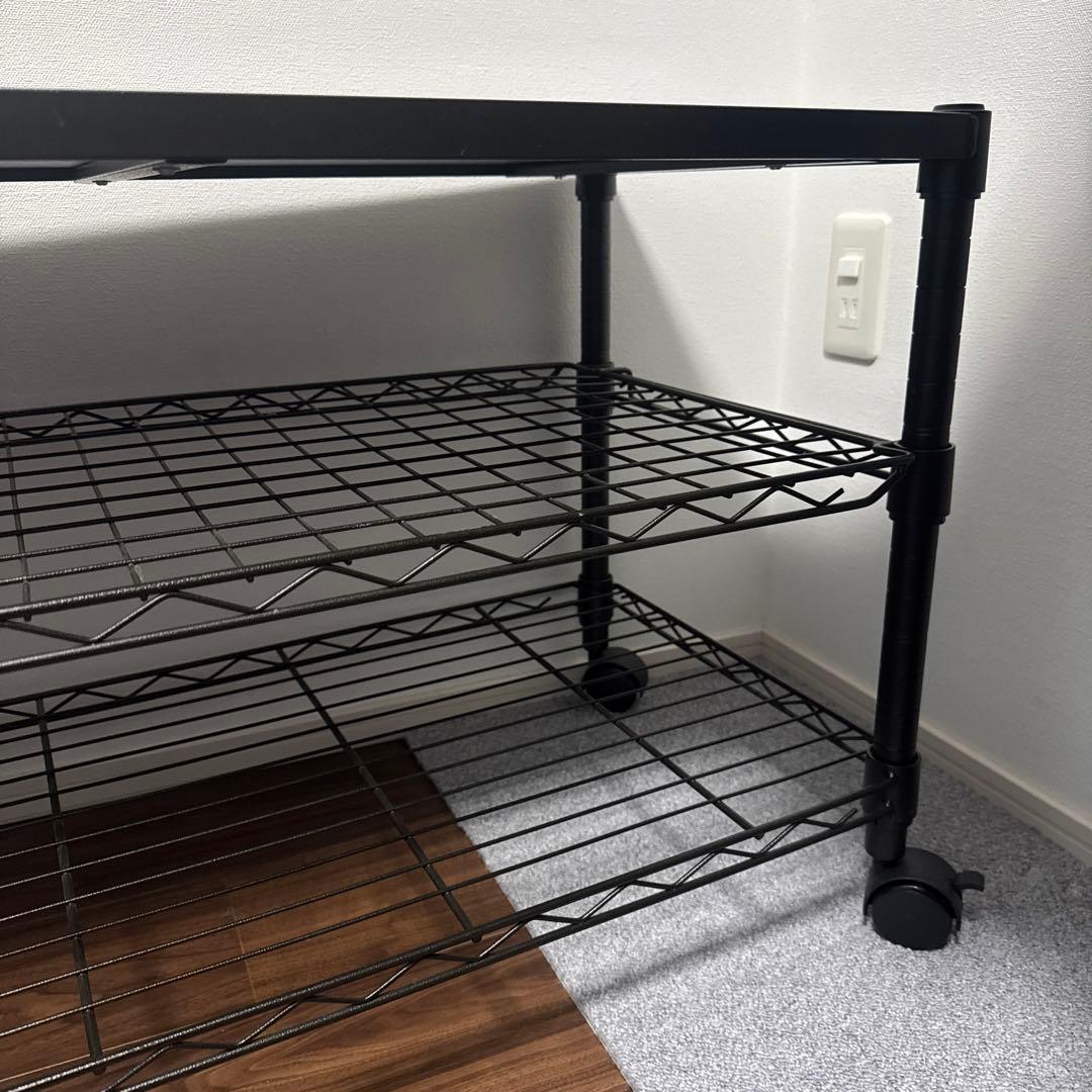 ルミナスノワール　TV台　3段　スチールラック キャスター付き