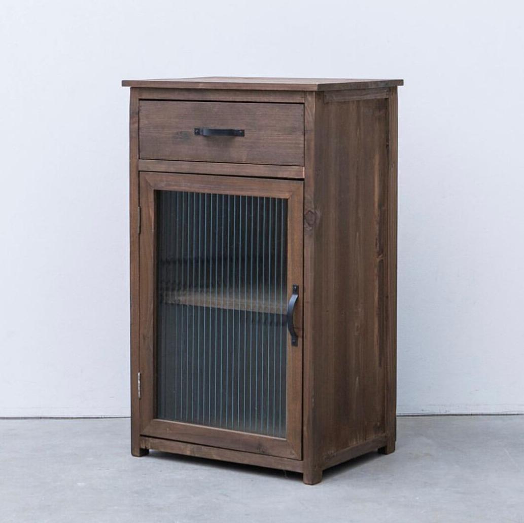 波板ガラス 古材 キャビネット 木製 食器棚 収納家具 リビング収納 和モダン