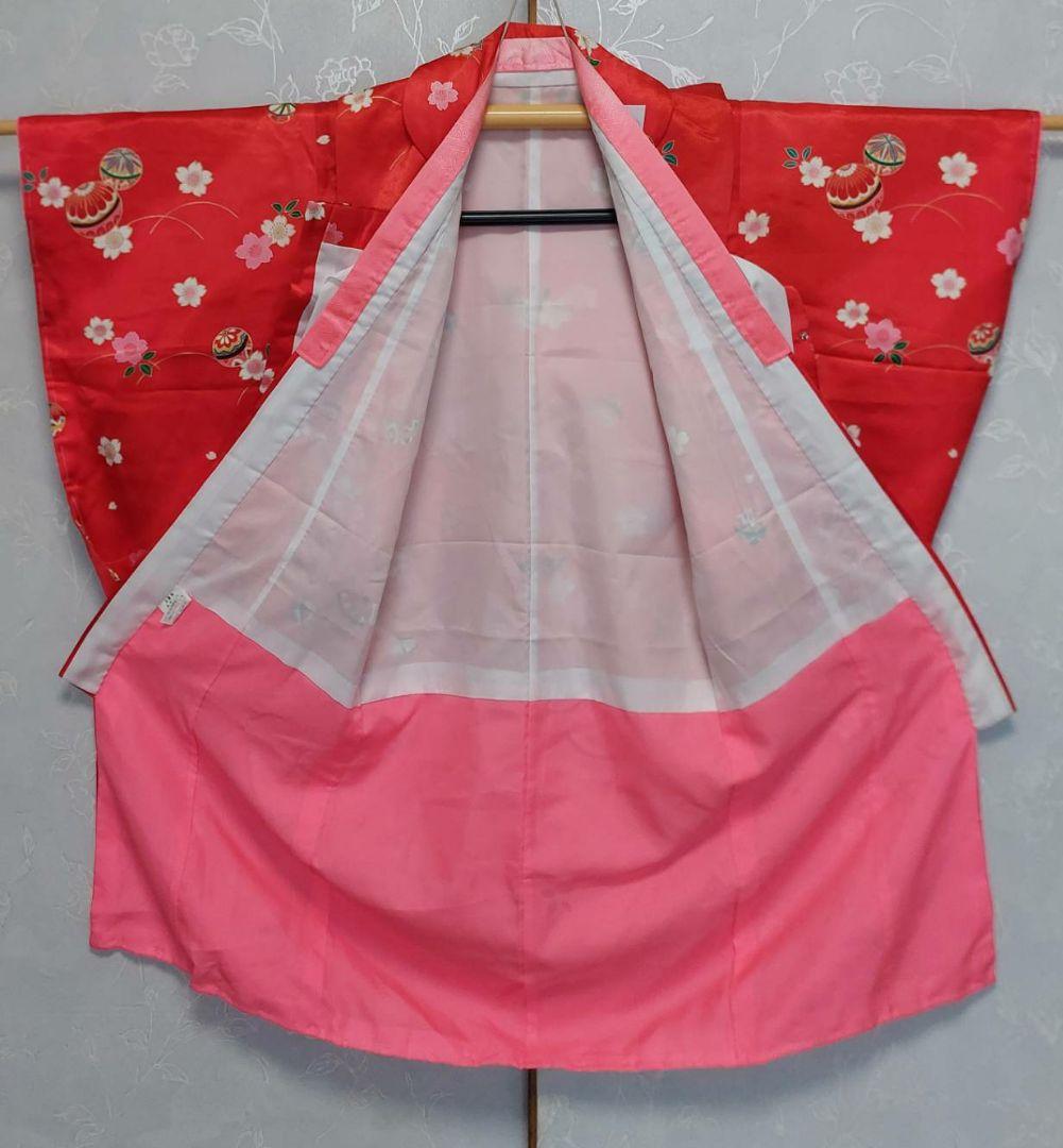 NA353洗える子供着物七五三被布、着物2点セット3歳用着丈93センチ裄丈47