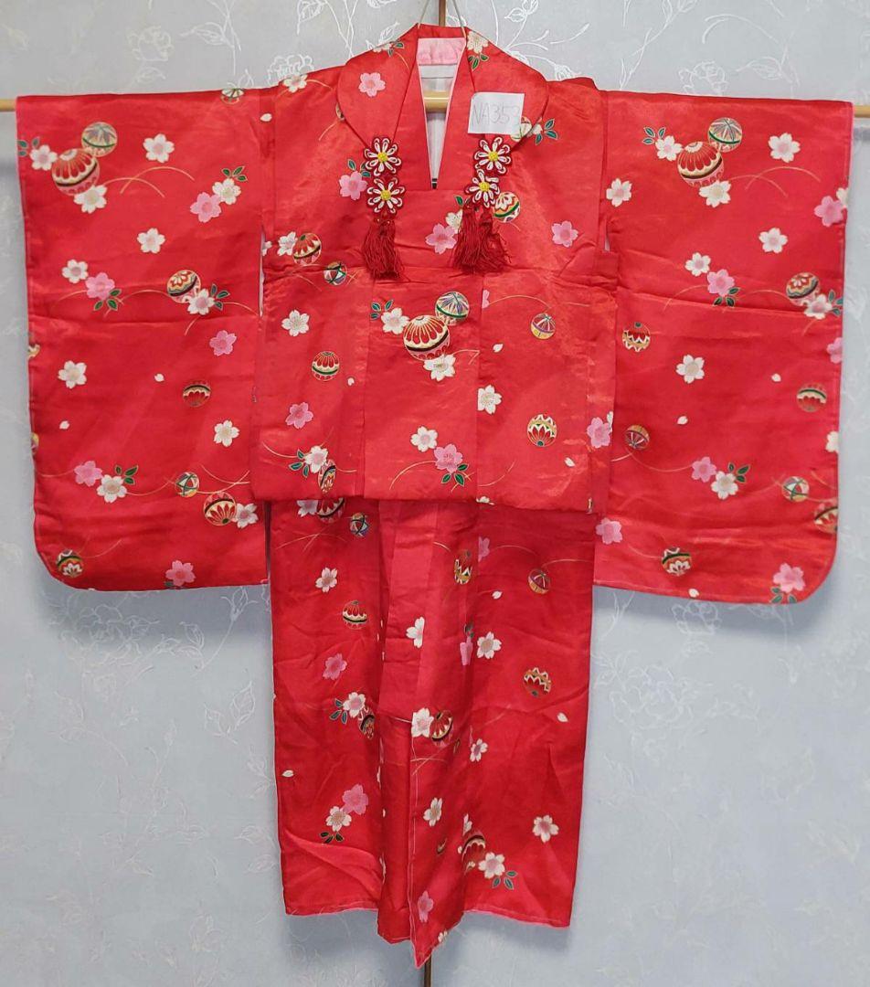 NA353洗える子供着物七五三被布、着物2点セット3歳用着丈93センチ裄丈47