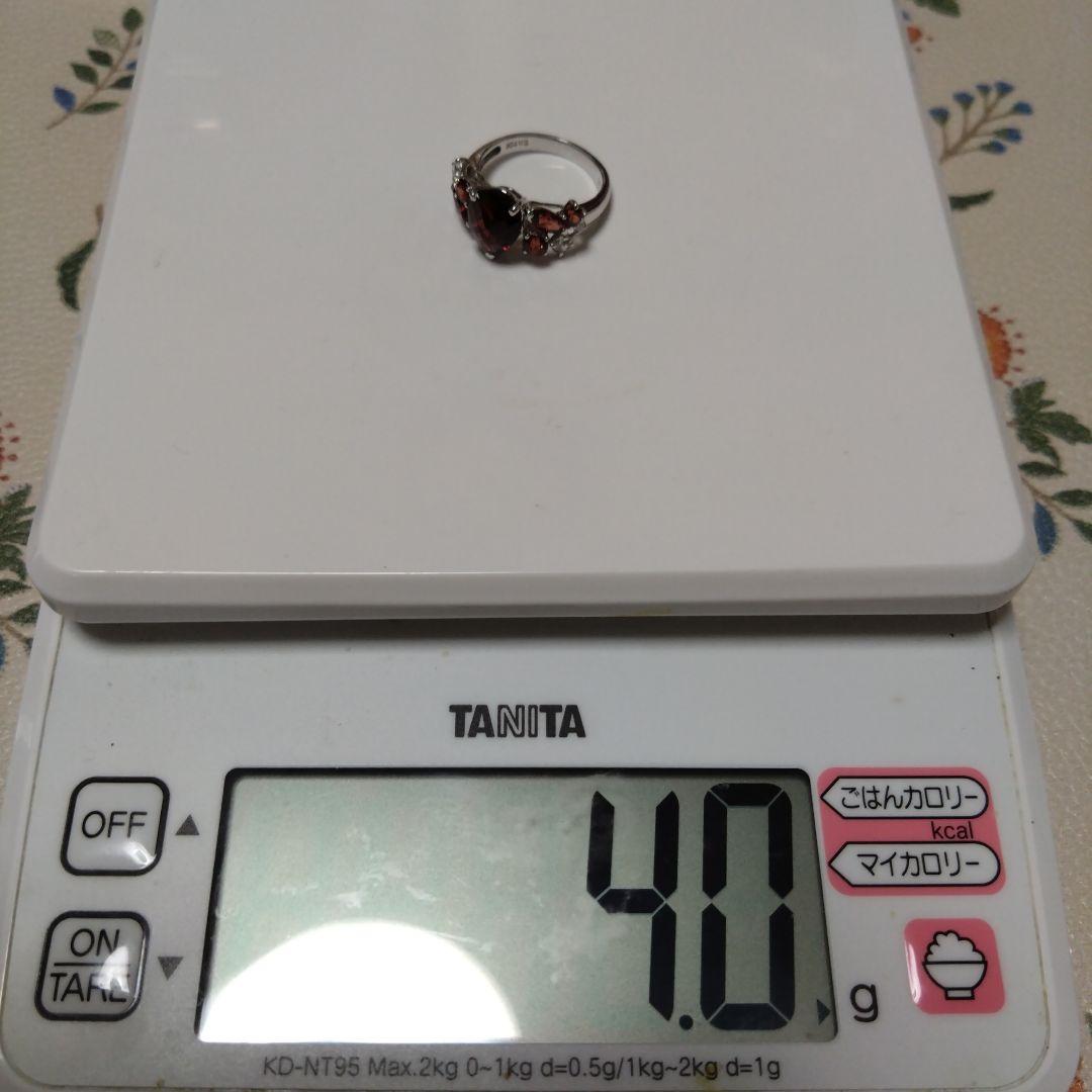 K14WG　ガーネット　ダイヤモンド　リング