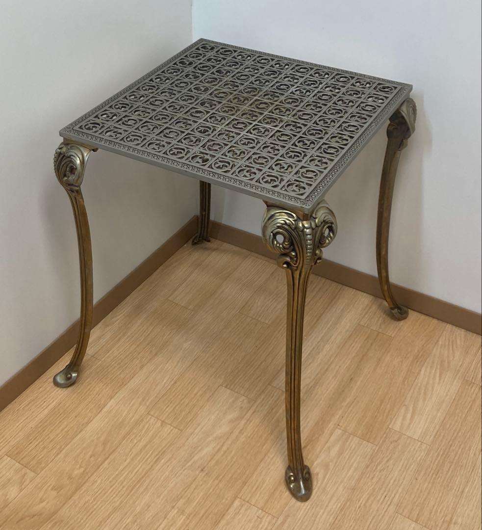 アンティーク調猫脚花台