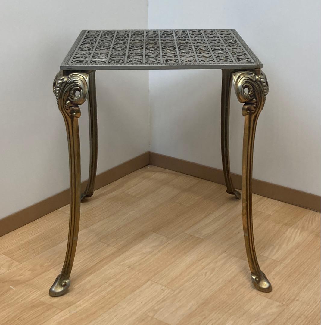 アンティーク調猫脚花台