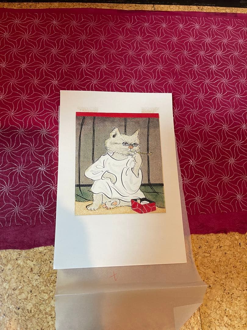 三匹の猫　小沢良吉　珍品絵本肉筆原画 挿絵 ケース原稿