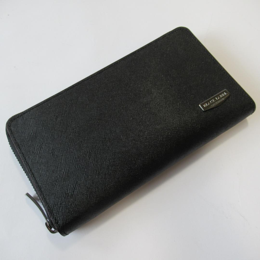 ブラックレーベルクレストブリッジ新品ブラック ラウンドジップウォレット/財布