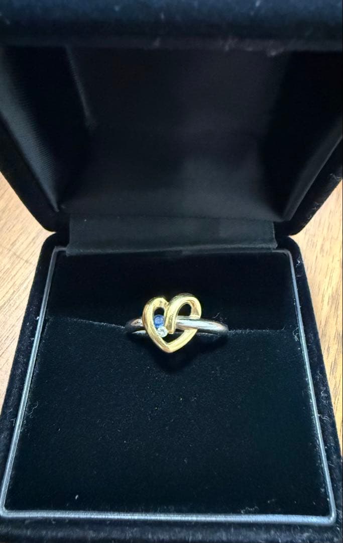 ★K18 /PTダイヤ・サファイアオープンハートリング★