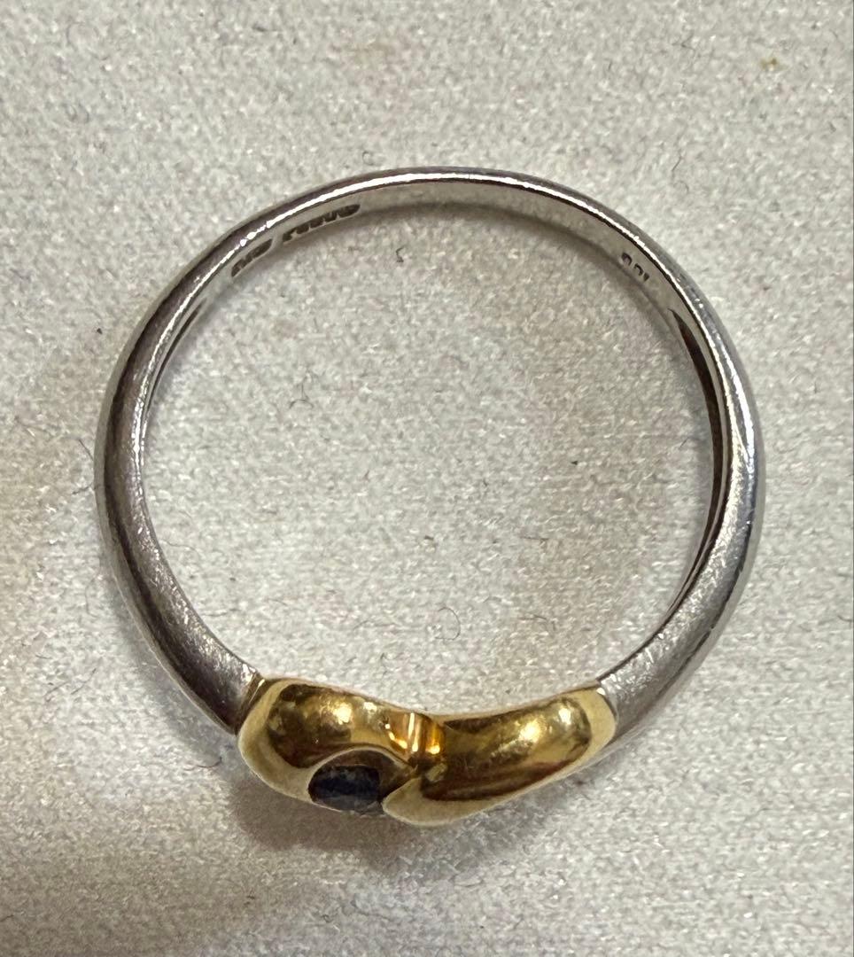 ★K18 /PTダイヤ・サファイアオープンハートリング★