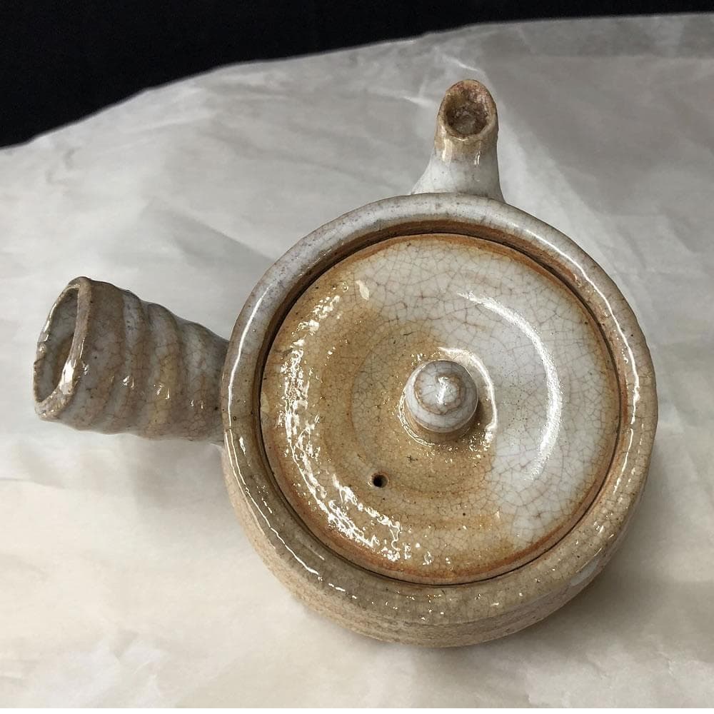 e2935 三輪休雪 萩焼 横手急須 共箱 急須 煎茶急須 煎茶道具 茶道具