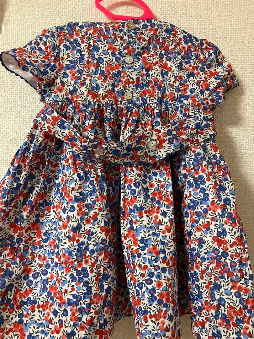 Amaia kids 花柄スモッキングドレス 2y