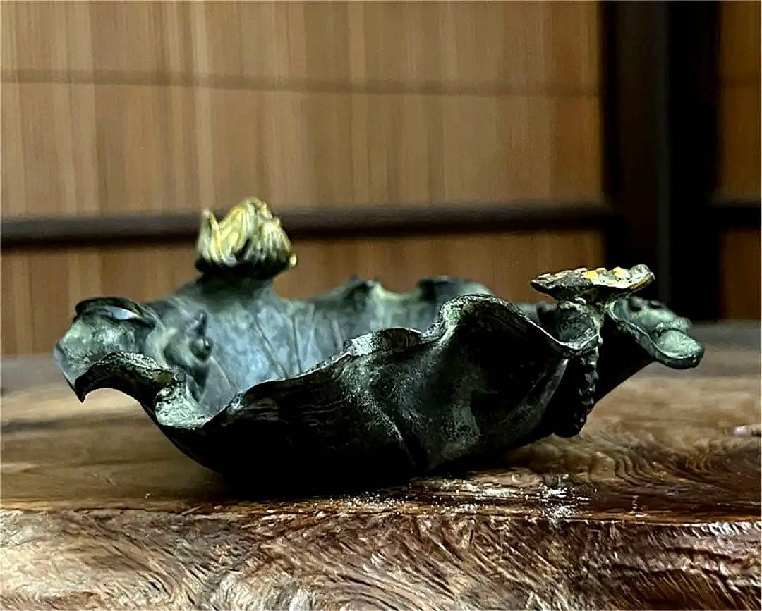 時代 古銅 蓮型 蓮花 蝸牛 筆洗い