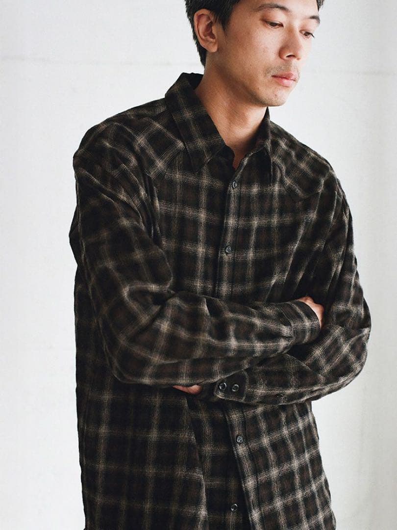 【LIDNM】Wool Plaid Western Shirt