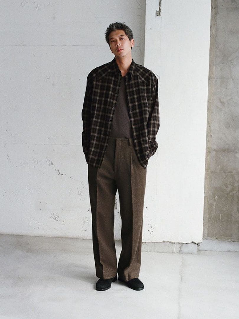 【LIDNM】Wool Plaid Western Shirt