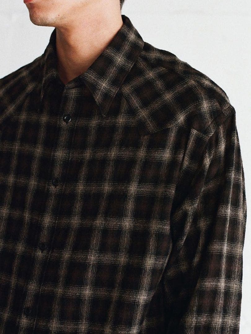 【LIDNM】Wool Plaid Western Shirt