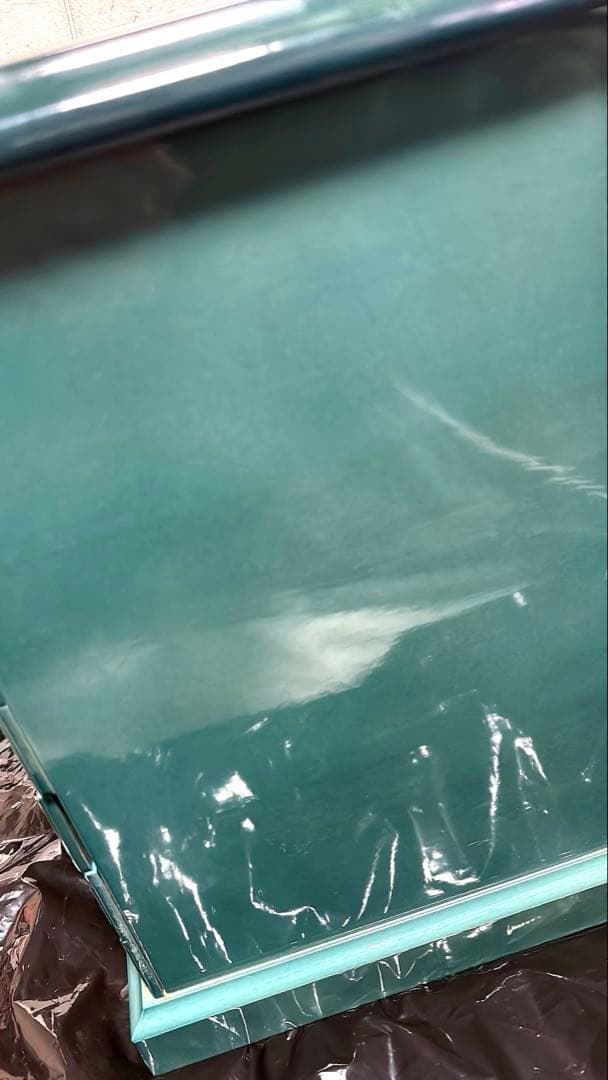 ティール色の花柄象嵌細工小物入れ　アンティーク　イタリア製