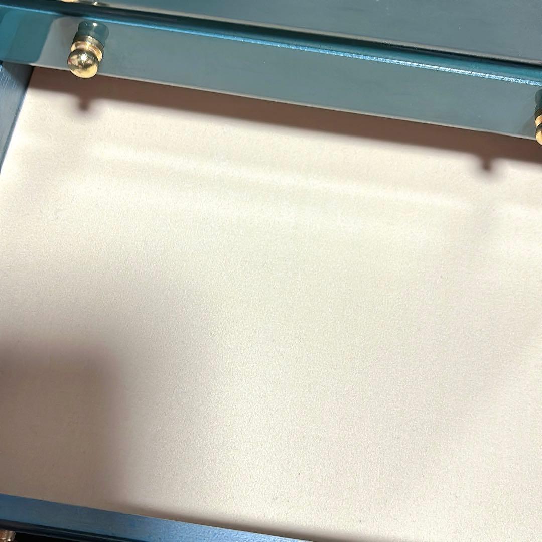 ティール色の花柄象嵌細工小物入れ　アンティーク　イタリア製