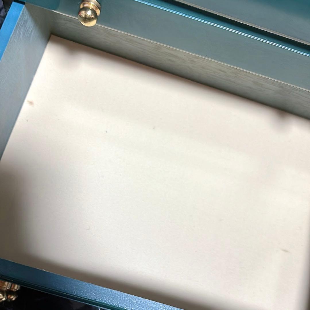 ティール色の花柄象嵌細工小物入れ　アンティーク　イタリア製