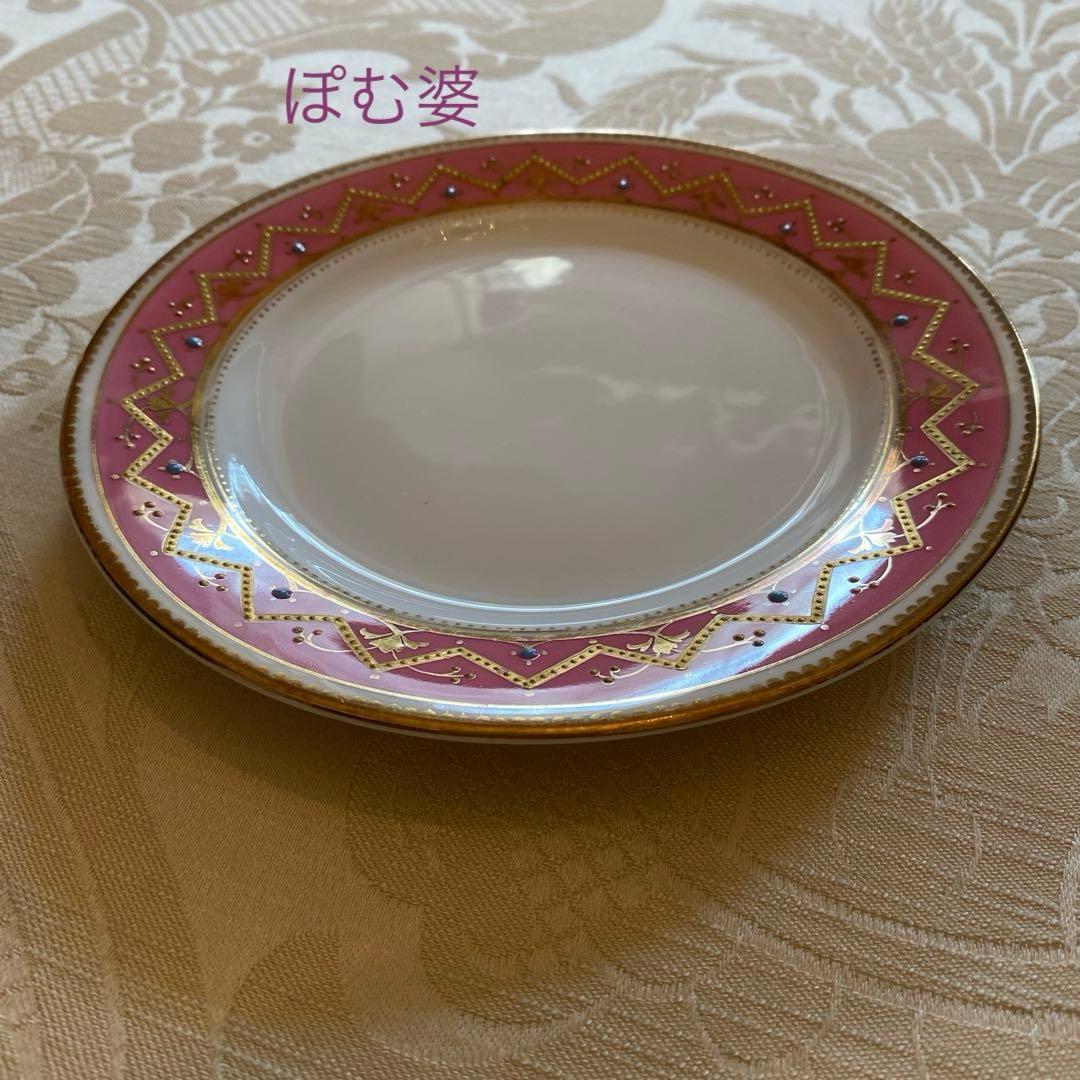 【英国／窯不明】金彩 金盛 エナメル／デザート皿 プレート ４枚セット