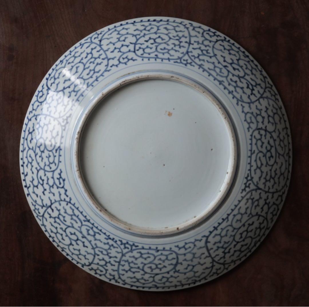 江戸時代　後期　古伊万里　微塵唐草　松竹梅文　大皿　飾皿　額皿　陶額　尺三寸