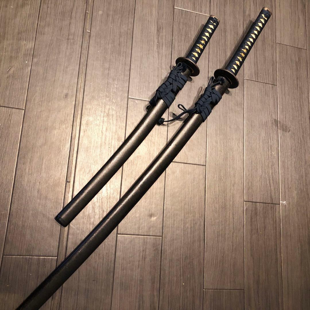 高級模造刀　居合刀　 美術刀剣　太刀　脇差　大小セット　緑拵え