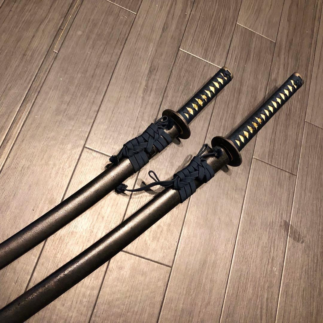 高級模造刀　居合刀　 美術刀剣　太刀　脇差　大小セット　緑拵え