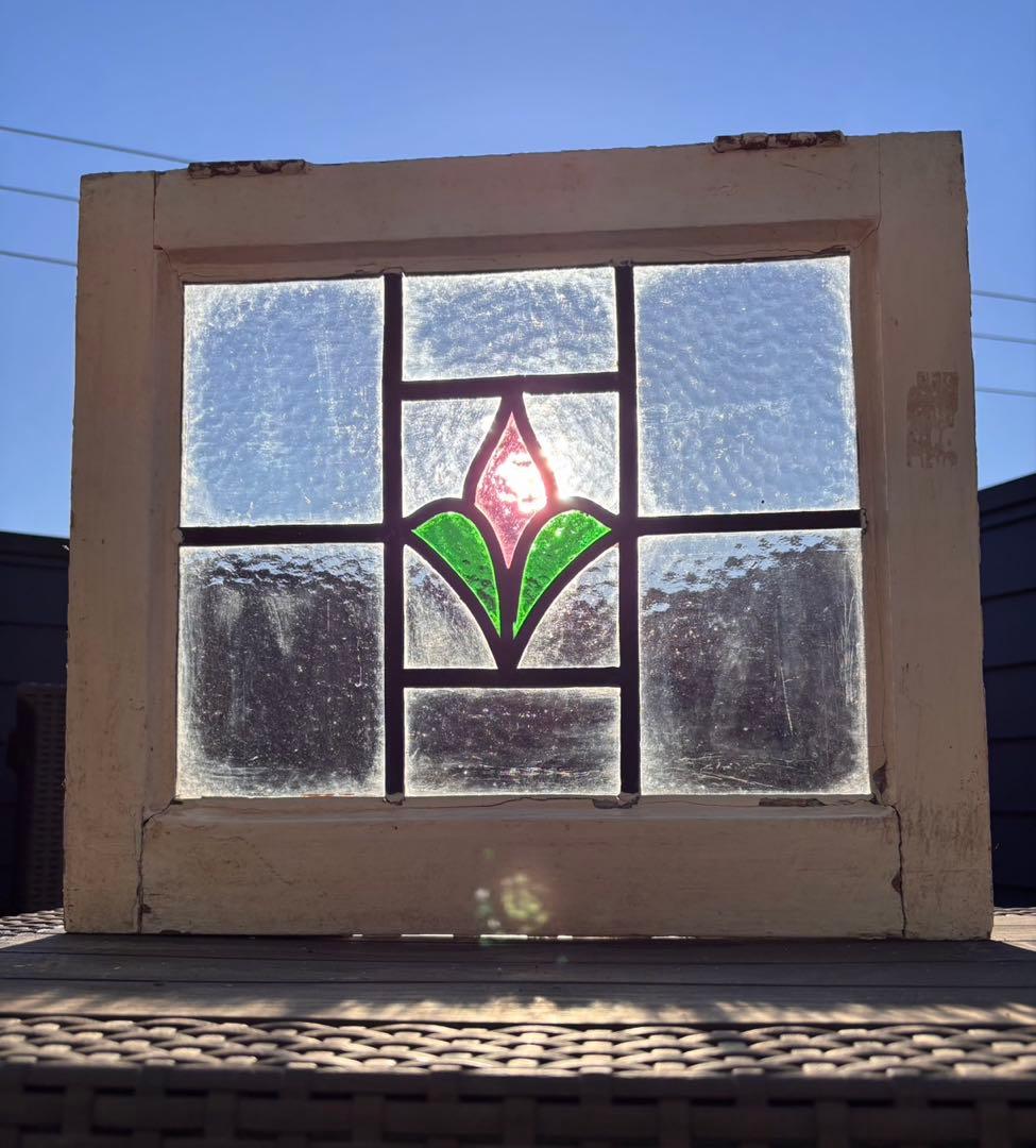 や*ん様 英国アンティーク ステンドグラス 窓枠付きパネル｜イギリス製｜店舗什器