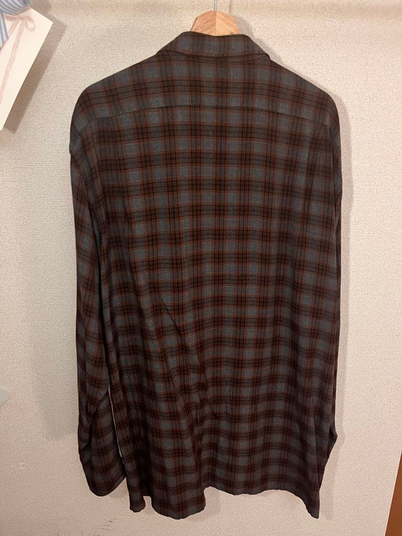 19ss comoli レーヨンオープンカラーチェックシャツ