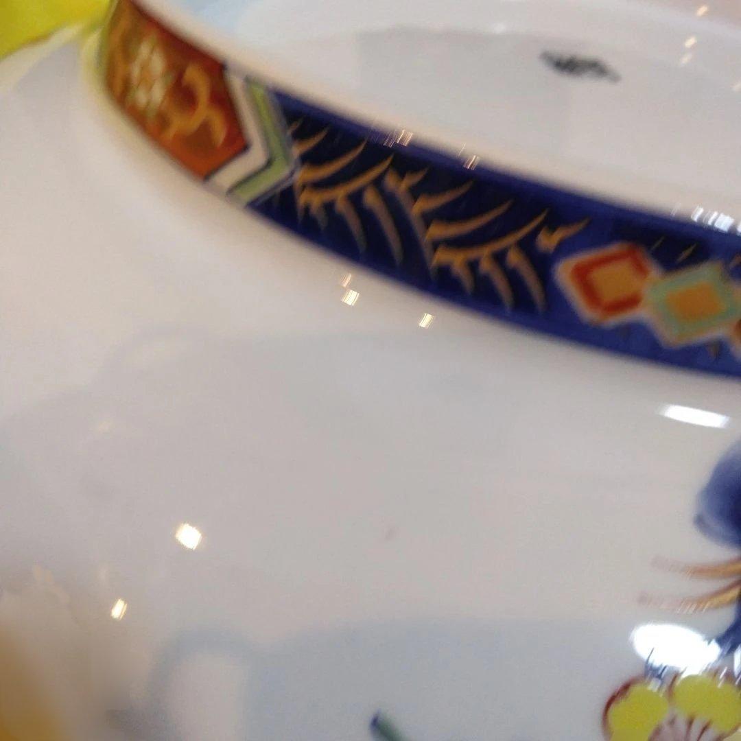 昭和レトロ 有田焼き若山窯 金彩古伊万里高台花柄大皿 2枚セット