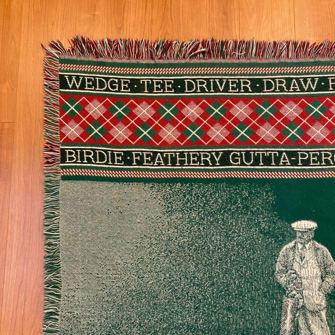 ヴィンテージ ゴブラン織り ラグ ゴルフ柄 アーガイル 138x118 両面配色