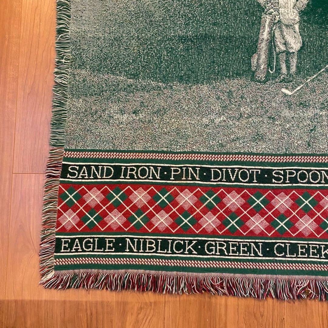ヴィンテージ ゴブラン織り ラグ ゴルフ柄 アーガイル 138x118 両面配色