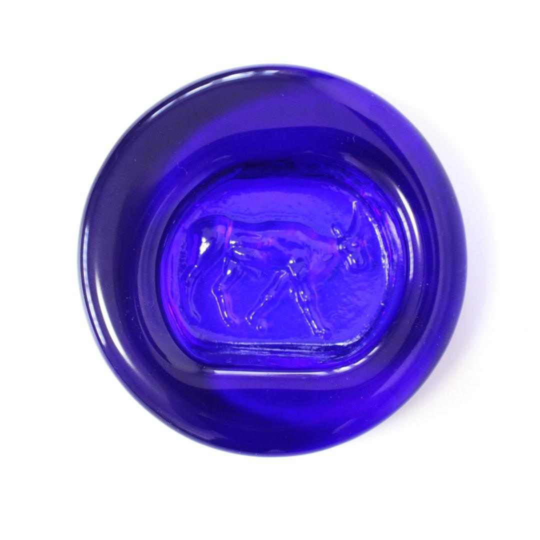 【大人気・シールあり】エリックホグラン　ガラスオブジェ　ブルー　北欧ヴィンテージ