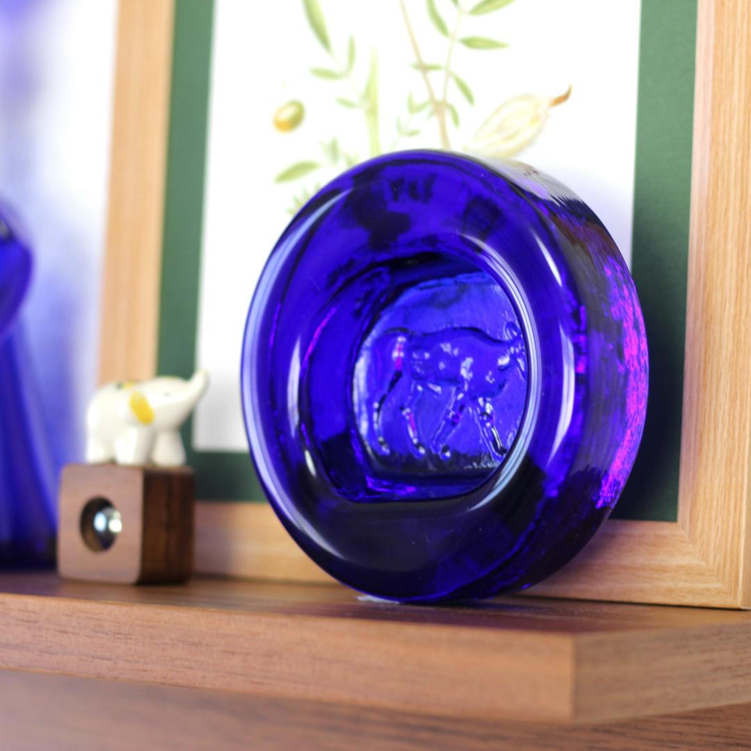 【大人気・シールあり】エリックホグラン　ガラスオブジェ　ブルー　北欧ヴィンテージ