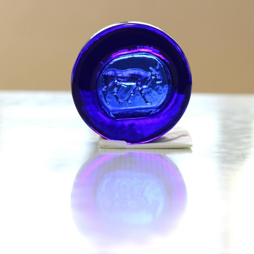 【大人気・シールあり】エリックホグラン　ガラスオブジェ　ブルー　北欧ヴィンテージ