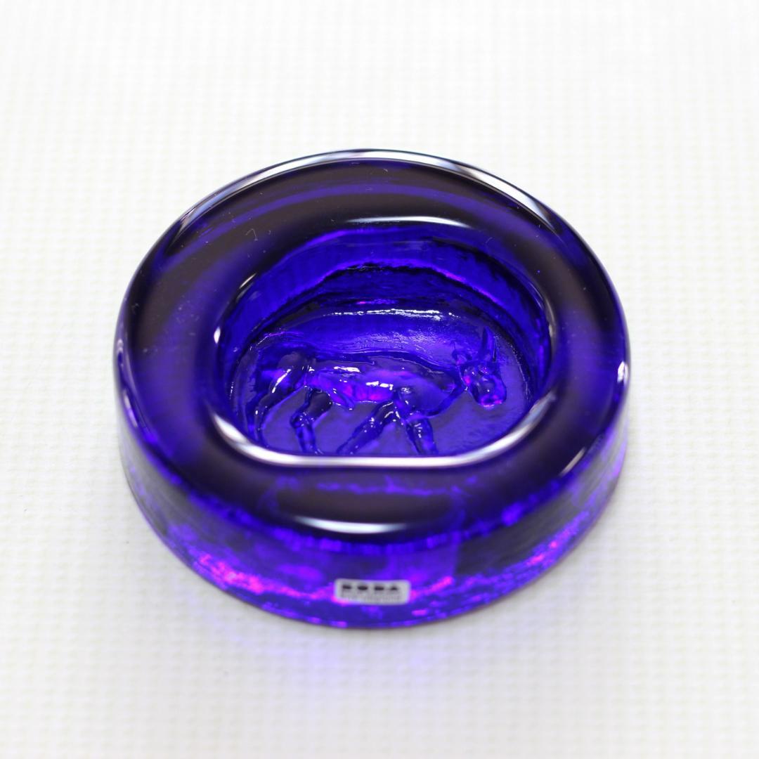 【大人気・シールあり】エリックホグラン　ガラスオブジェ　ブルー　北欧ヴィンテージ