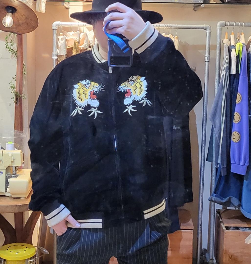 50'sライク刺繍ベロアリバーシブルスカジャン●サイズXXL（商品番号4964）