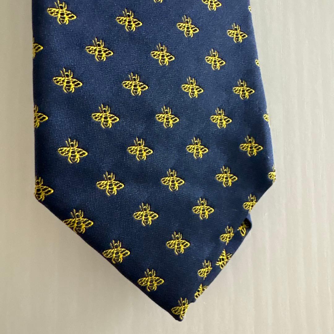 GUCCI ネクタイ 蜂刺繍 ネイビー
