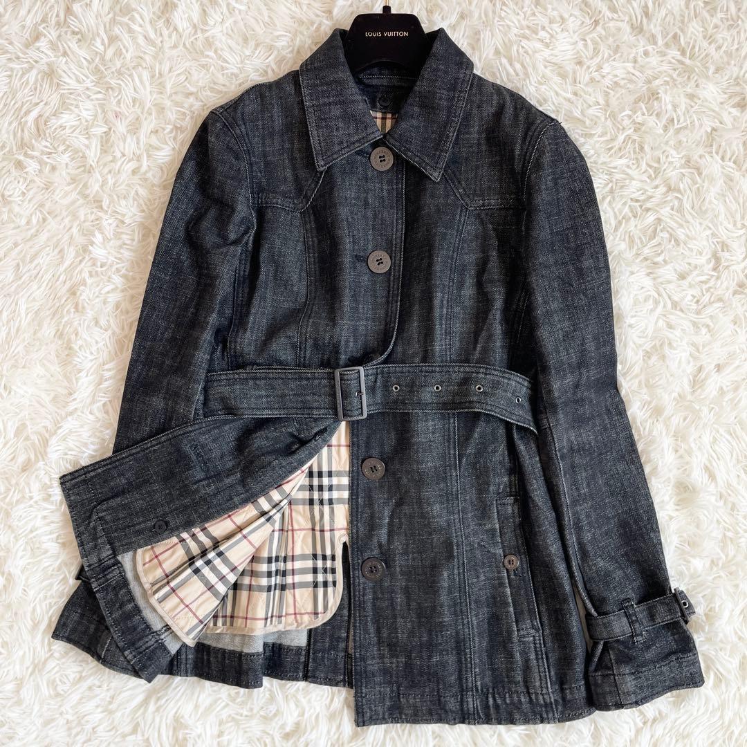 美品　バーバリーロンドン　デニム　ステンカラーコート　ライナー　ノバチェック　L