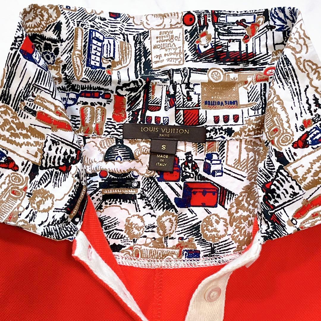 美品✨ルイヴィトン ポロシャツ ロゴ刺繍 プリント切り替え襟 S