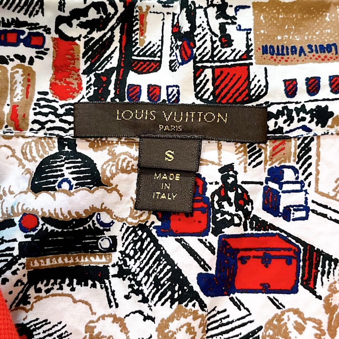美品✨ルイヴィトン ポロシャツ ロゴ刺繍 プリント切り替え襟 S