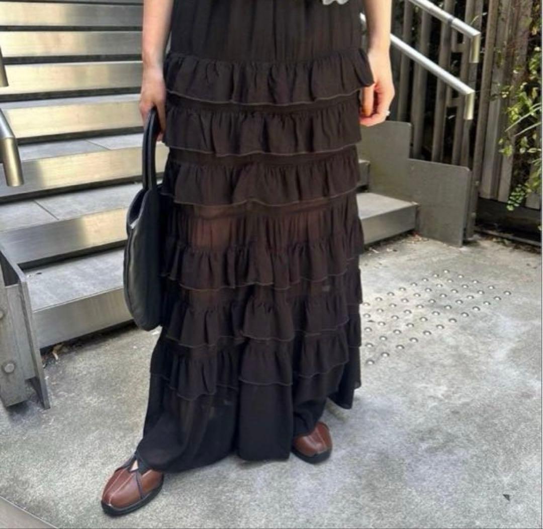 エディットフォールル フリル ティアード スカート ブラック