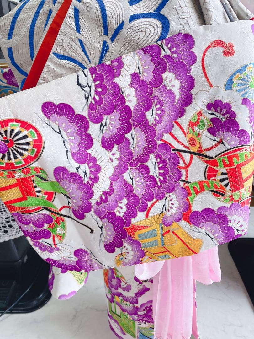 七五三5〜7歳様　松の葉御所車柄　四つ身