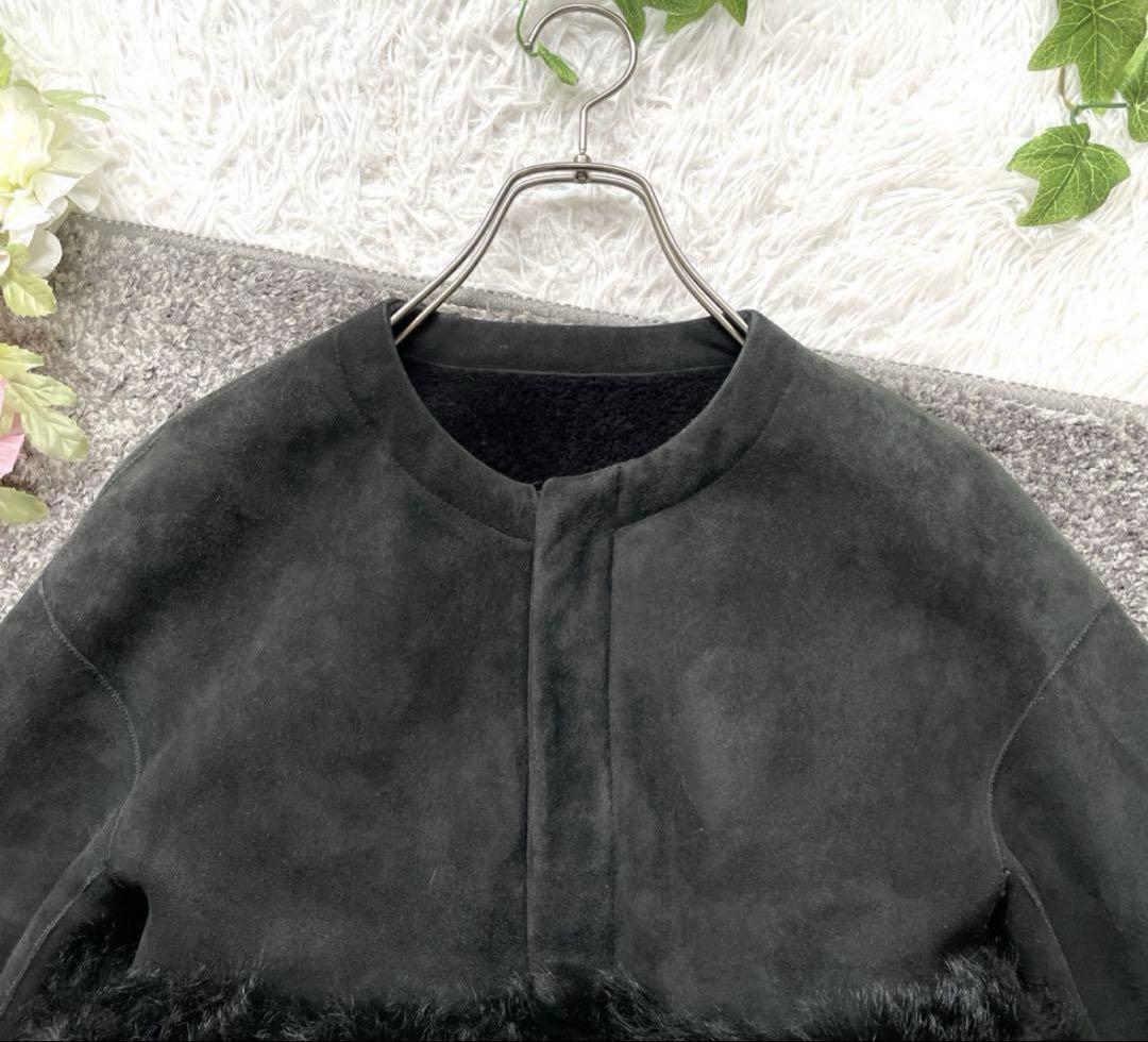 ドゥロワー ファーポケット ブラック　ムートン　38 ショート丈　切り替え