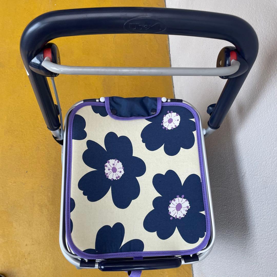 ユーバー産業　アルミワイヤーカート　ショッピングカート　花柄　シルバーカー