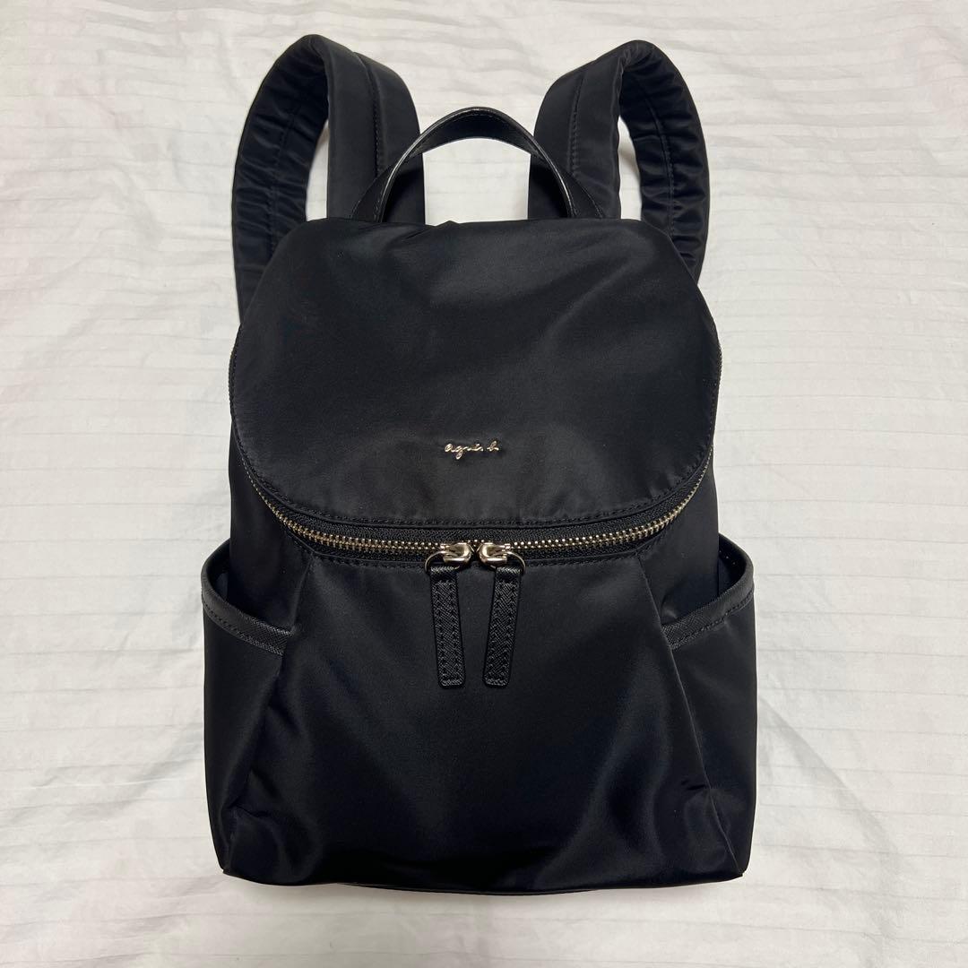 美品　agnes.b アニエスベー　ミニリュック 黒　ナイロン　本革