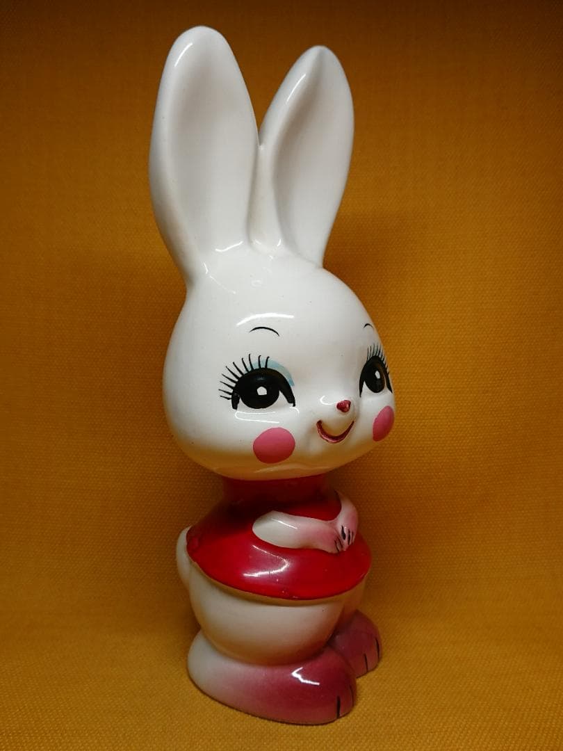 ビンテージ　ウサギ　兎　白兎　陶器　置物　インテリア　工芸品　美術品　A1110